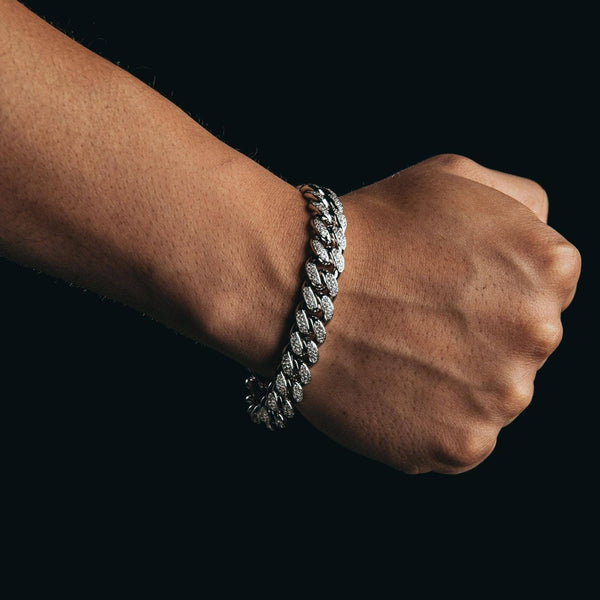 Silver Iced Out Bracelet 13mm