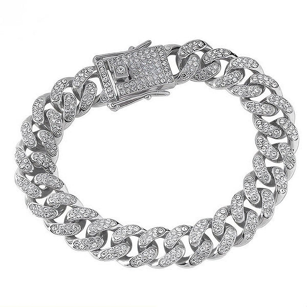 Silver Iced Out Bracelet 13mm