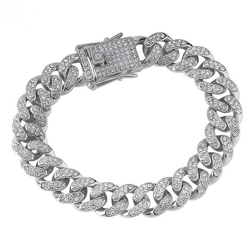 Silver Iced Out Bracelet 13mm
