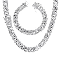 Silver Iced Out Set 13mm