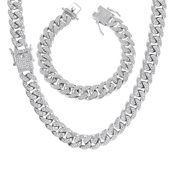 Silver Iced Out Set 13mm