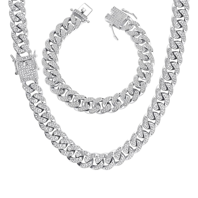 Silver Iced Out Set 13mm