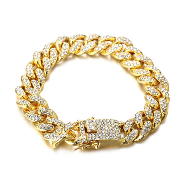 Gold Iced Out Bracelet 13mm