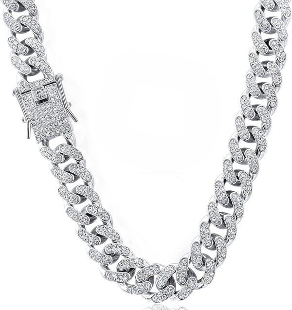 Silver Iced Out Chain 13mm