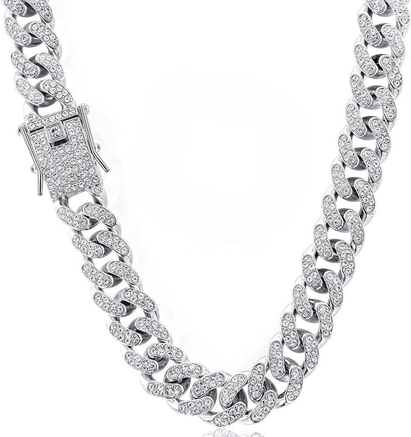 Silver Iced Out Chain 13mm