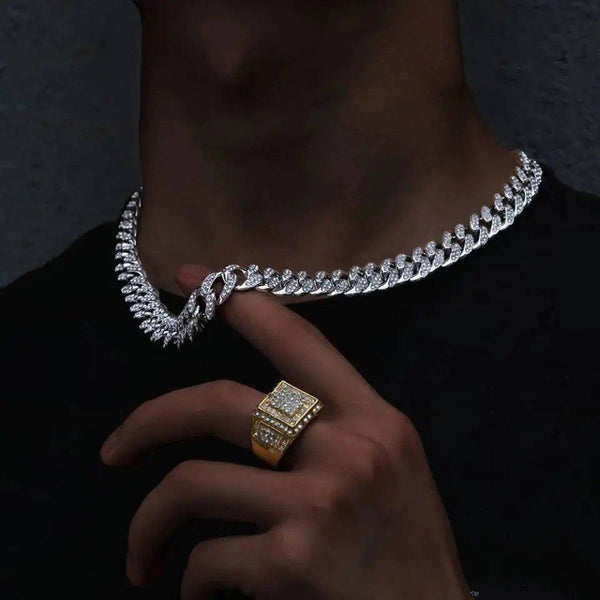 Silver Iced Out Chain 13mm